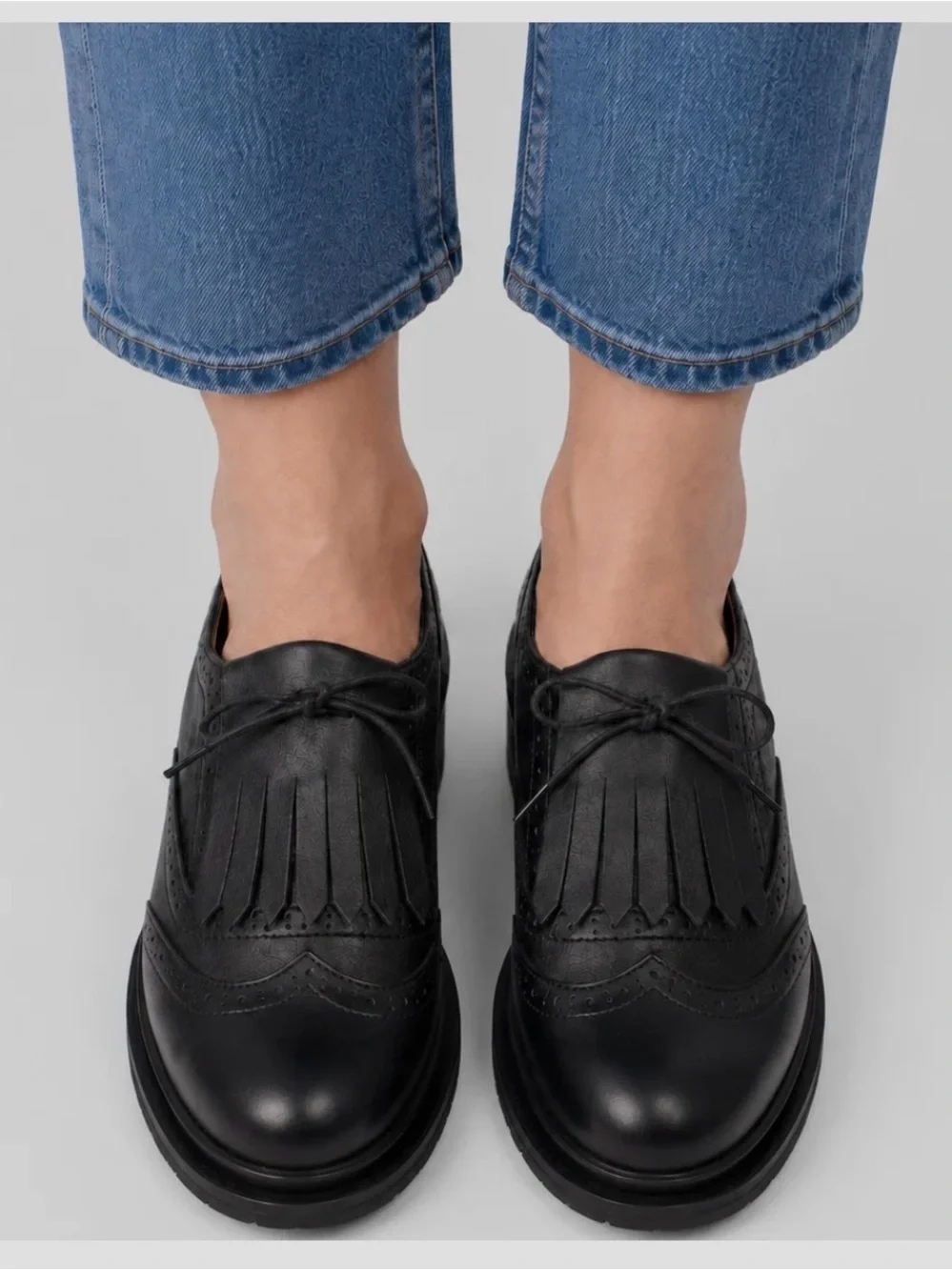 Lenox Fringe Kiltie Wingtip Oxfords in Black